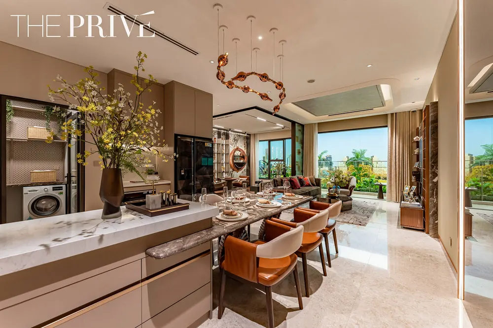 Bếp và bàn ăn căn hộ 3 phòng ngủ, The Privé